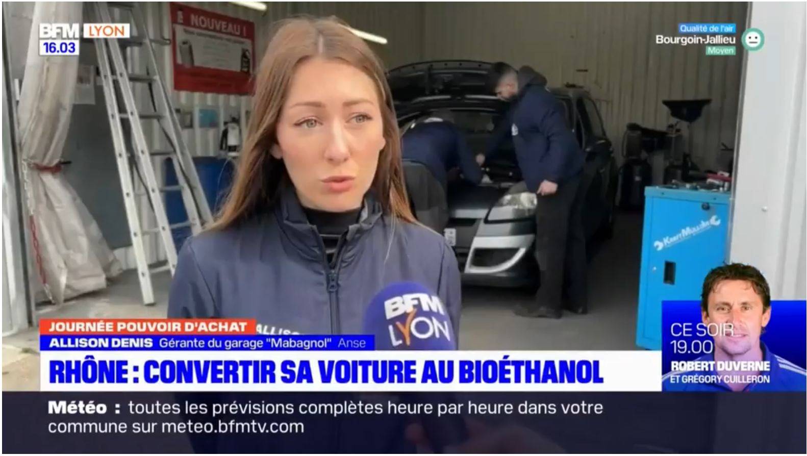 bfmtvlyon garage mabagnol conversion E85 à anse dans le rhône